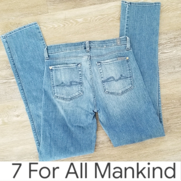 7 for all Mankind Women's Mid Rise Straight Leg - Boot cut Denim Jean's sz 29 - Picture 1 of 14